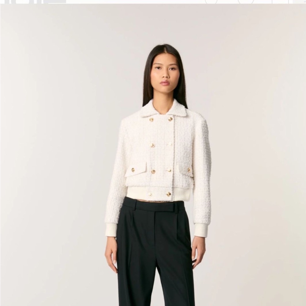 Maje Cream Tweed Jacket